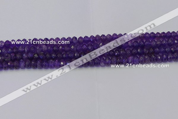 CRB1804 15.5 inches 4*6mm faceted rondelle amethyst beads