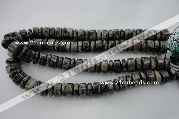 CRB190 15.5 inches 6*16mm – 10*16mm rondelle grey opal gemstone beads