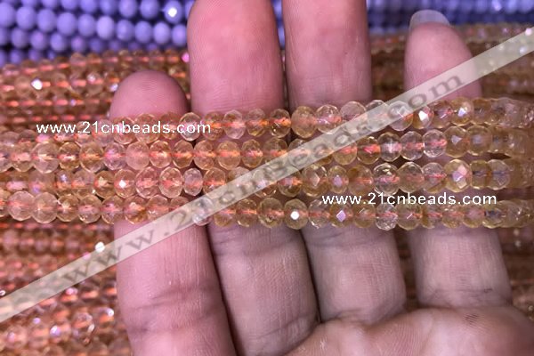 CRB1948 15.5 inches 3.5*5mm faceted rondelle citrine gemstone beads