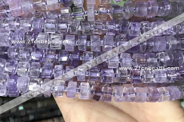 CRB2010 15.5 inches 7mm - 8mm faceted tyre light amethyst beads
