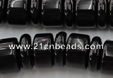 CRB206 15.5 inches 6*18mm - 13*18mm rondelle black agate beads