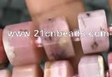 CRB2077 15.5 inches 11mm - 12mm faceted tyre pink opal beads