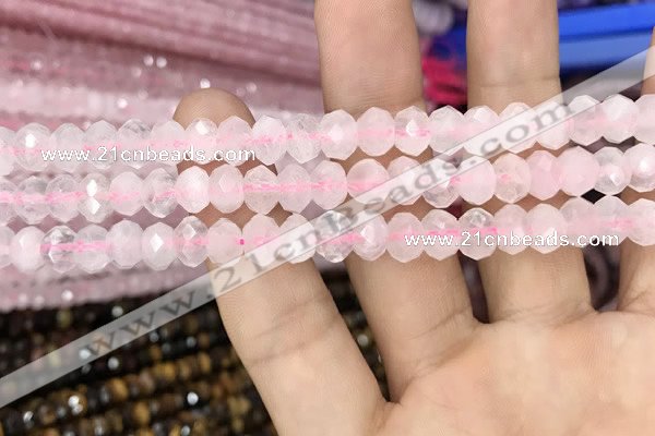 CRB3002 15.5 inches 6*8mm faceted rondelle rose quartz beads