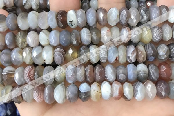 CRB3075 15.5 inches 5*10mm faceted rondelle Botswana agate beads