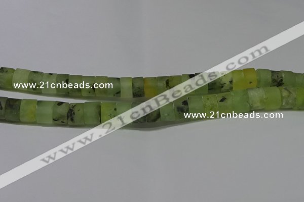 CRB320 15.5 inches 8*12mm tyre matte green rutilated quartz beads