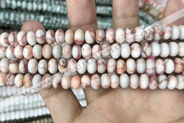 CRB4076 15.5 inches 5*8mm rondelle red net jasper beads wholesale