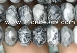 CRB4122 15.5 inches 5*8mm faceted rondelle grey picture jasper beads