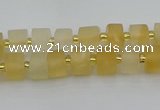 CRB453 15.5 inche 5*8mm tyre matte citrine gemstone beads