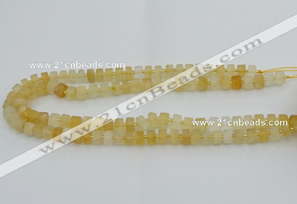 CRB454 15.5 inche 6*10mm tyre matte citrine gemstone beads