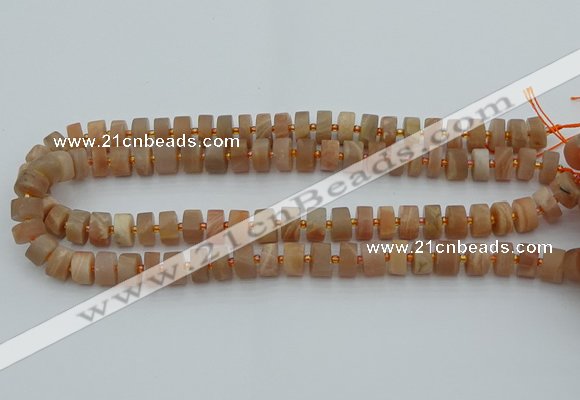 CRB464 15.5 inche 8*12mm tyre matte moonstone gemstone beads