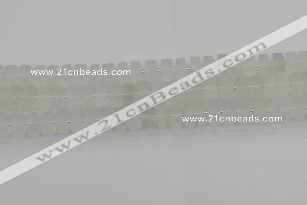 CRB501 15.5 inches 6*12mm tyre matte white crystal beads wholesale