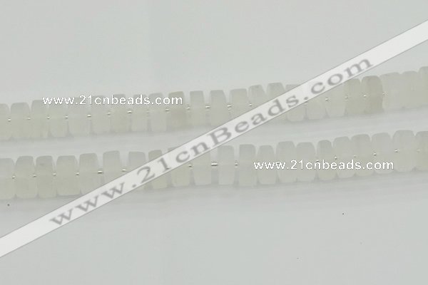 CRB503 15.5 inches 8*16mm tyre matte white crystal beads wholesale