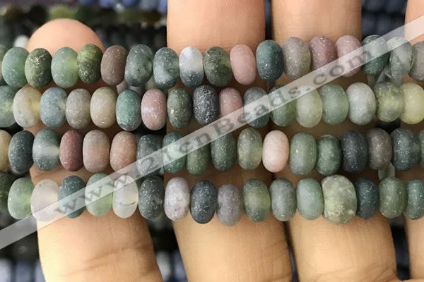 CRB5069 15.5 inches 5*8mm rondelle matte Indian agate beads wholesale