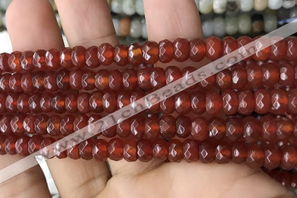 CRB5114 15.5 inches 4*6mm faceted rondelle red agate beads