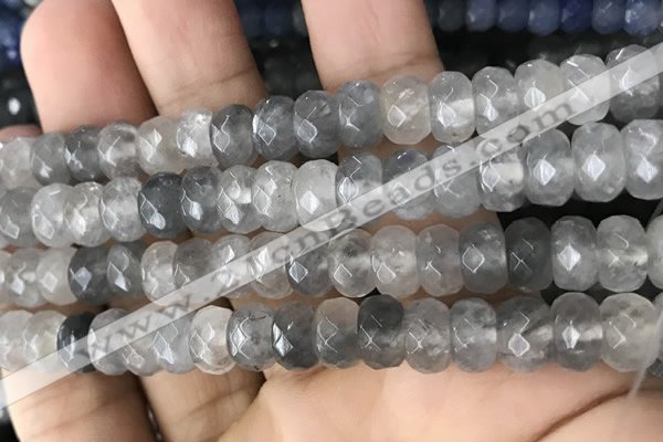 CRB5152 15.5 inches 5*8mm faceted rondelle cloudy quartz beads