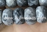 CRB5160 15.5 inches 5*8mm faceted rondelle grey picture jasper beads