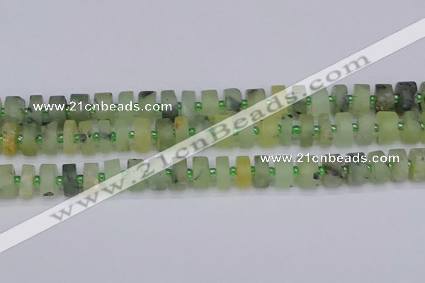 CRB526 15.5 inches 6*12mm tyre matte green rutilated quartz beads