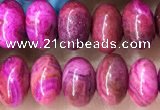 CRB5303 15.5 inches 4*6mm rondelle fuchsia crazy lace agate beads