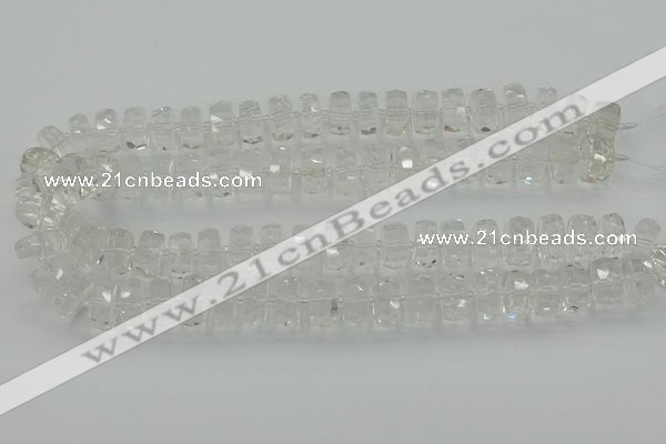 CRB552 15.5 inches 8*16mm faceted rondelle white crystal beads