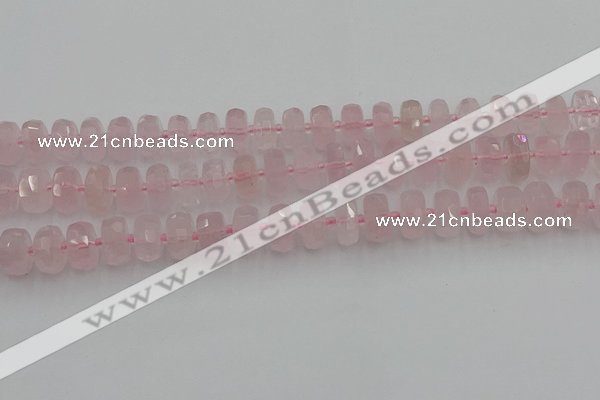CRB557 15.5 inches 6*10mm faceted rondelle rose quartz beads