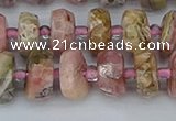 CRB834 15.5 inches 6*10mm faceted rondelle rhodochrosite beads