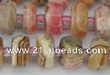 CRB835 15.5 inches 7*12mm faceted rondelle rhodochrosite beads
