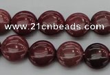 CRC814 15.5 inches 12mm flat round Brazilian rhodochrosite beads