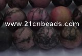 CRD27 15.5 inches 12mm round matte rhodonite beads wholesale