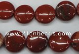 CRE35 15.5 inches 14mm flat round red jasper beads wholesale
