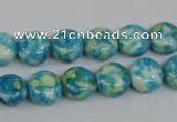 CRF116 15.5 inches 10mm flat round dyed rain flower stone beads