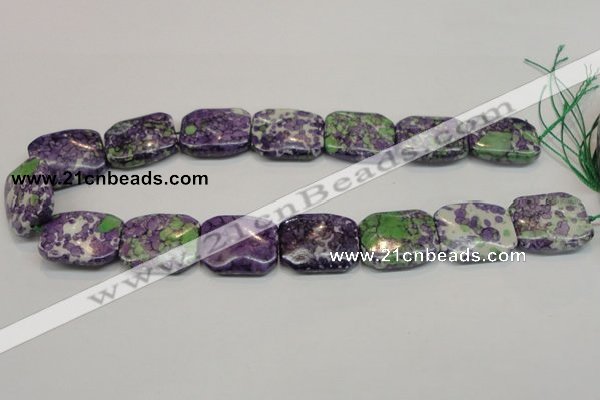 CRF20 15.5 inches 20*26mm rectangle dyed rain flower stone beads