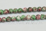 CRF21 15.5 inches 4mm round dyed rain flower stone beads wholesale