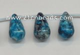 CRF68 11*21mm top-drilled teardrop dyed rain flower stone beads
