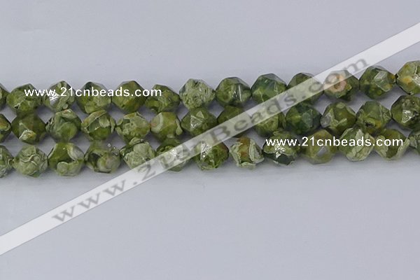 CRH538 15.5 inches 12mm faceted nuggets rhyolite gemstone beads