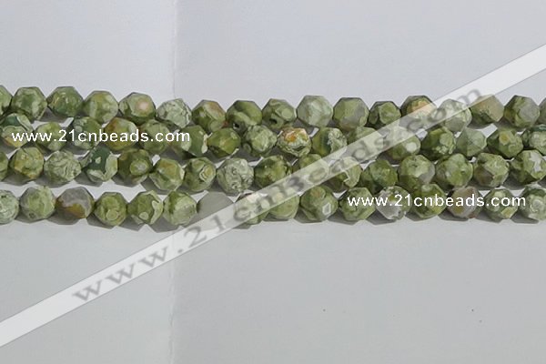 CRH556 15.5 inches 12mm faceted nuggets matte rhyolite gemstone beads