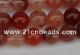 CRH602 15.5 inches 8mm round red rabbit hair quartz beads