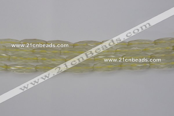 CRI03 15.5 inches 10*30mm faceted rice lemon quartz beads wholesale