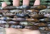 CRI130 15.5 inches 10*30mm faceted rice agate gemstone beads