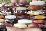CRI140 15.5 inches 10*30mm faceted rice mookaite gemstone beads