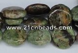CRJ03 15.5 inches 16mm flat round african prase jasper beads wholesale