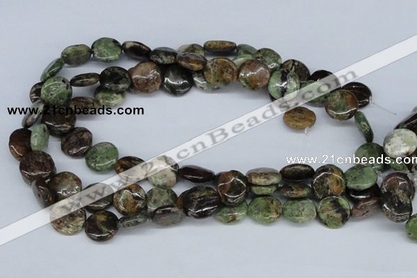 CRJ03 15.5 inches 16mm flat round african prase jasper beads wholesale