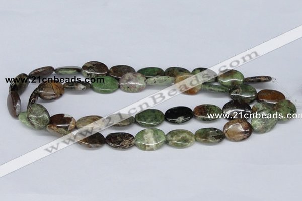 CRJ04 15.5 inches 15*20mm oval african prase jasper beads wholesale
