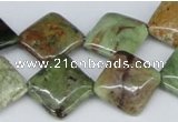 CRJ10 15.5 inches 16*16mm diamond african prase jasper beads