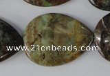 CRJ55 15.5 inches 25*35mm flat teardrop african prase jasper beads