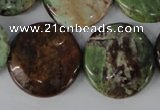 CRJ59 15.5 inches 25mm flat round african prase jasper beads