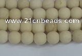 CRJ610 15.5 inches 4mm round matte white fossil jasper beads