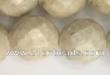 CRJ630 15.5 inches 12mm faceted round white fossil jasper beads