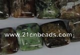CRJ65 15.5 inches 16*16mm square african prase jasper beads