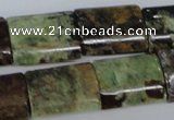 CRJ72 15.5 inches 15*20mm flat tube african prase jasper beads