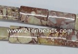 CRM07 15.5 inches 12*20mm flat tube red mud jasper beads wholesale